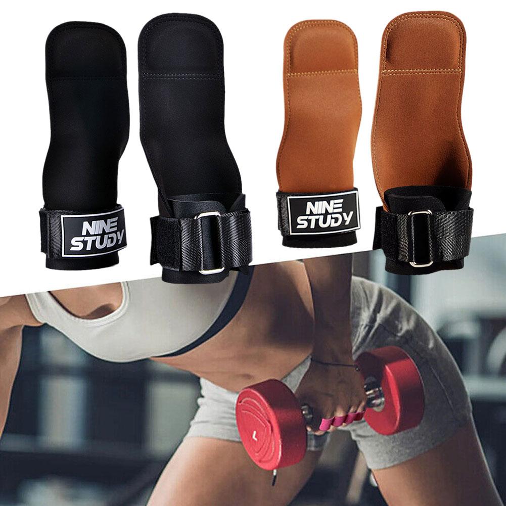Description Picture 6 of itemDouble Layers PU Leather Gloves Wrist Straps for Weight lifting Grips Women Men GYM Deadlift Training Bench Press Pull-up Gloves