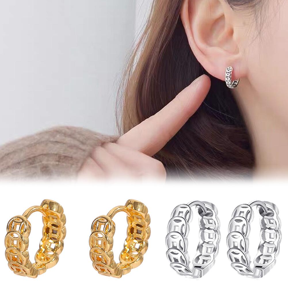 thumbnail image 3 of Ruifaya Pendientes con dijes de moneda atrapasueños de zinc Pendientes con dijes para mujer Hipoalergénicos ∵, 3 of 7