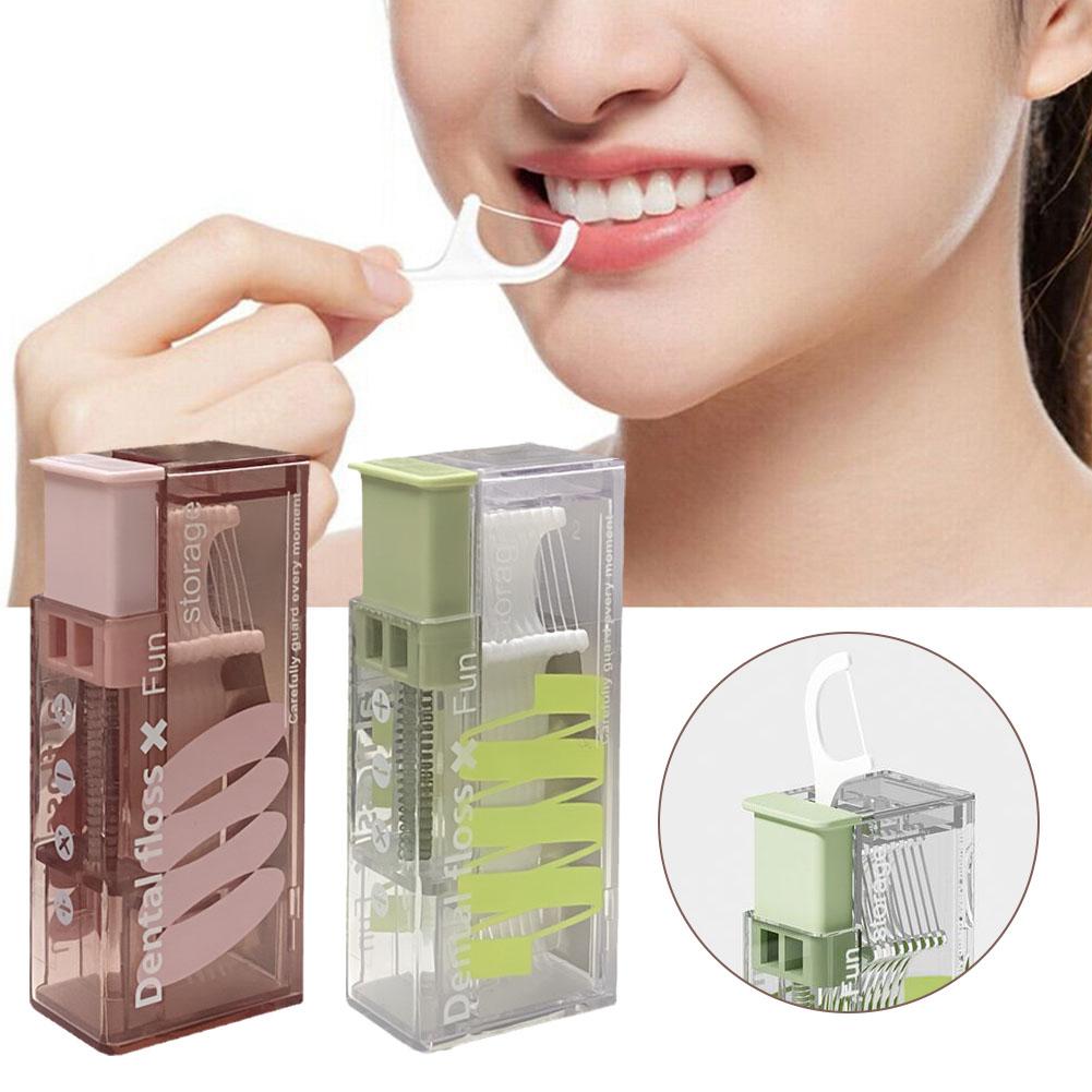 thumbnail image 2 of Wartleves Dispensador de hilo dental portátil con 10 palillos de hilo dental para almacenar hilo dental✨j, 2 of 7