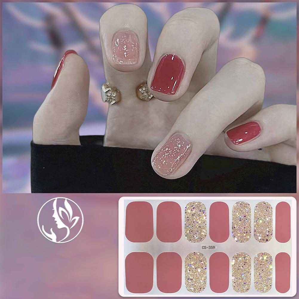 thumbnail image 4 of Wartleves Pegatinas de uñas de cobertura completa, pegatinas de manicura con purpurina bonitas y completas, 14 piezas/juego, 4 of 7