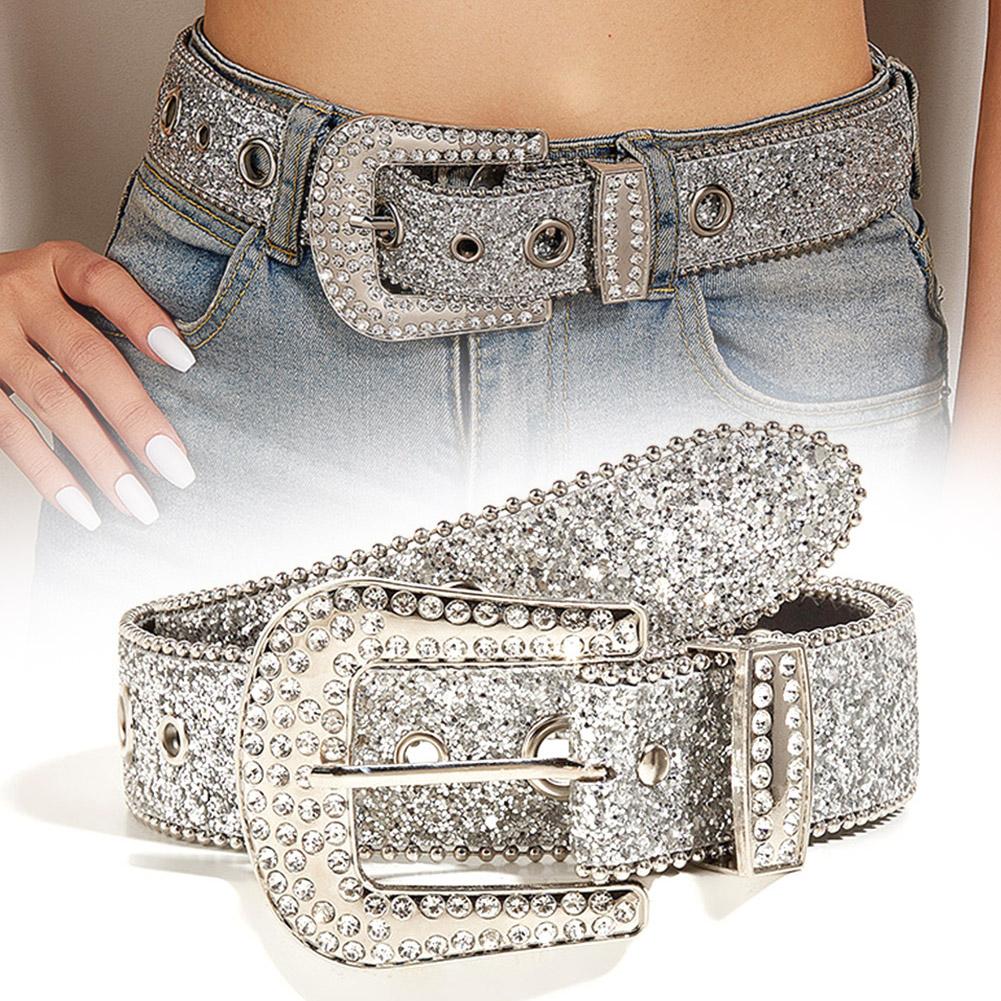 thumbnail image 2 of SGACAI Cinturón de mujer con brillantes diamantes de imitación Cinturón de mujer con purpurina M0 Cinturones calientes, 2 of 7