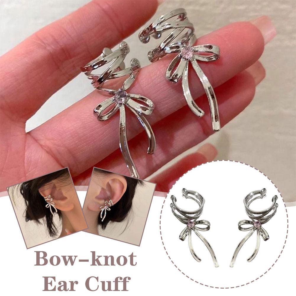 thumbnail image 2 of Wartleves Pendientes con borlas y clip para el cartílago, con cadena y lazo, 2 of 7