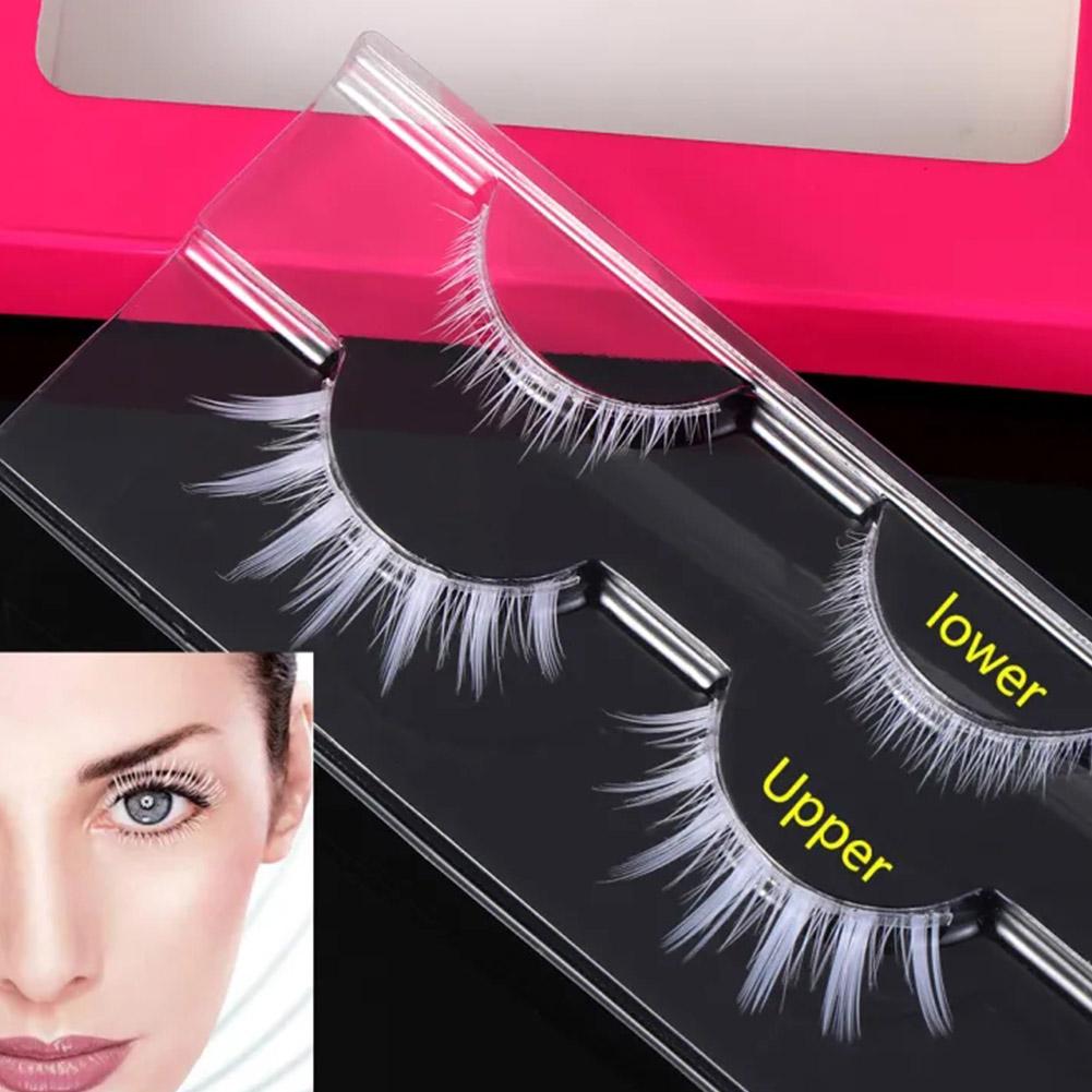 thumbnail image 4 of Wartleves Pestañas postizas naturales para cosplay, pestañas superiores e inferiores, pestañas postizas blancas T4C8 }✨, 4 of 7