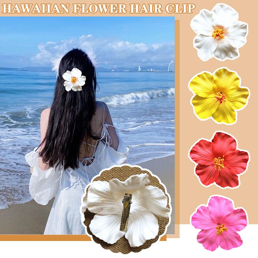thumbnail image 3 of Wartleves Pinza para el pelo con flores hawaianas para mujer o niña, moda bohemia con flores para el pelo, 3 of 7