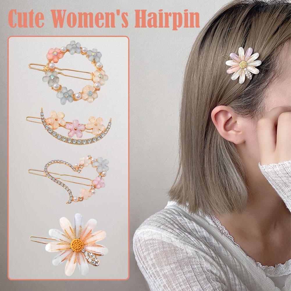 thumbnail image 5 of Ruifaya Pinza para el pelo con perlas, bonita horquilla para mujer, con forma de flor, luna y corazón, para tocado λ∫ иб, 5 of 7