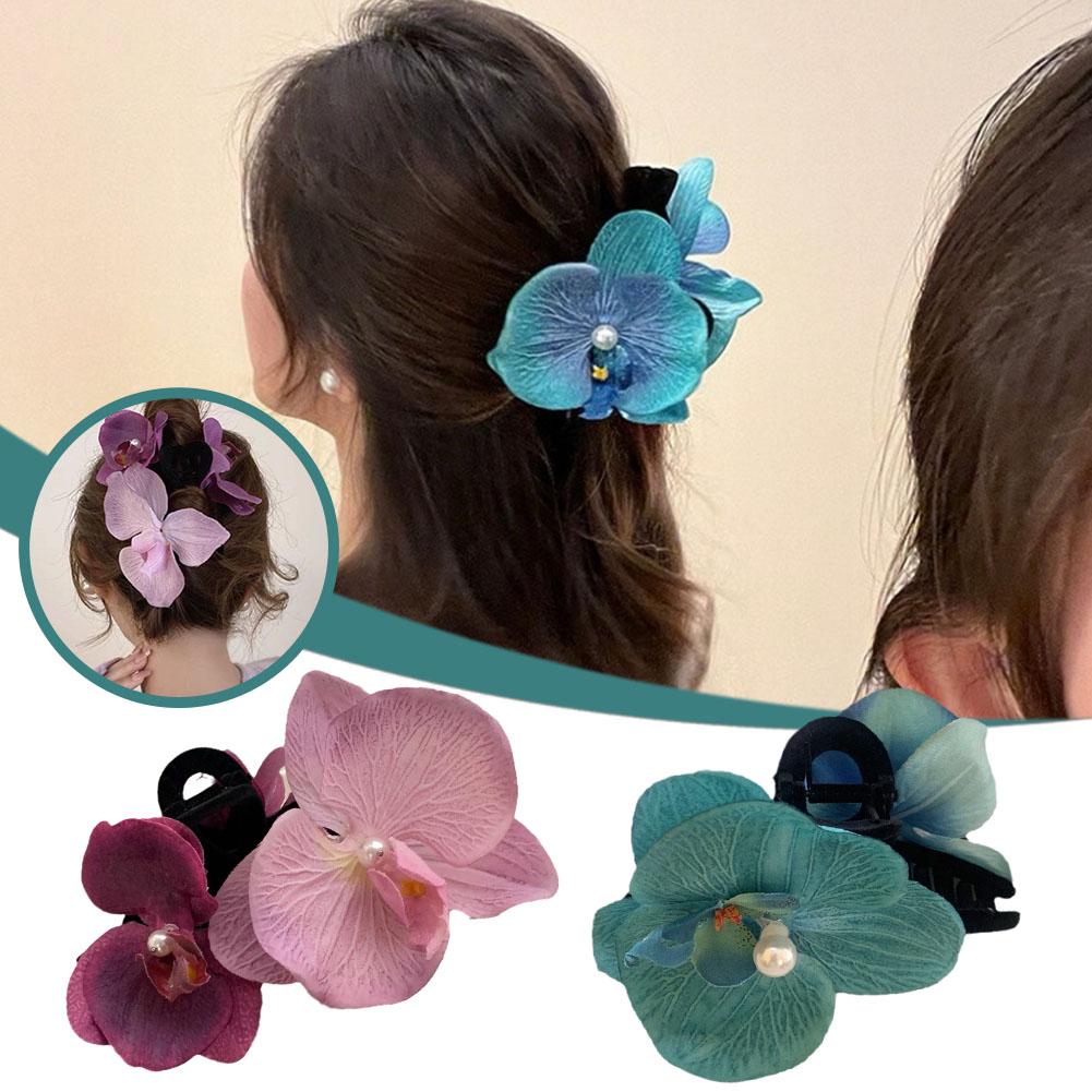 thumbnail image 2 of SGACAI Pinzas para el pelo con flores de phalaenopsis, tocados de moda, horquillas florales retro para el pelo J9K гσ, 2 of 7