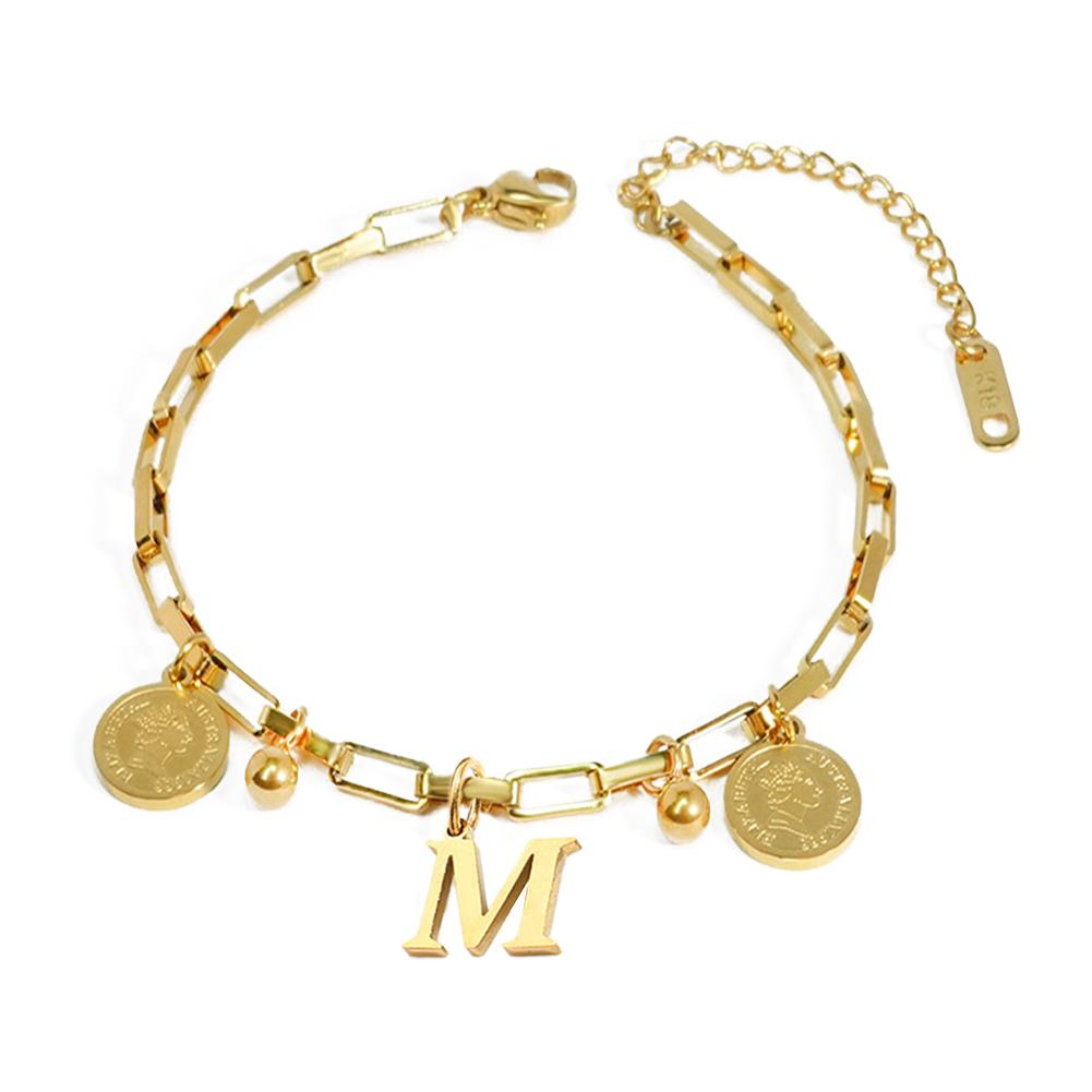 thumbnail image 4 of SGACAI Pulsera de acero de titanio con letras de la A a la Z para regalos de cumpleaños, moda para mujer, 4 of 7