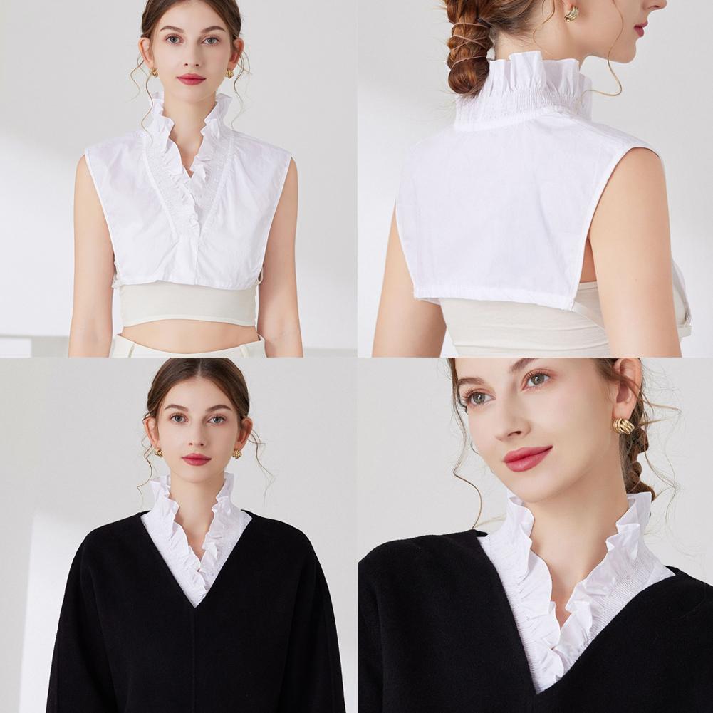 thumbnail image 2 of SGACAI Cuello falso para mujer, estilo informal, cuello alto, cuello tipo camisa, cuello tipo Dickey de algodón, 2 of 7