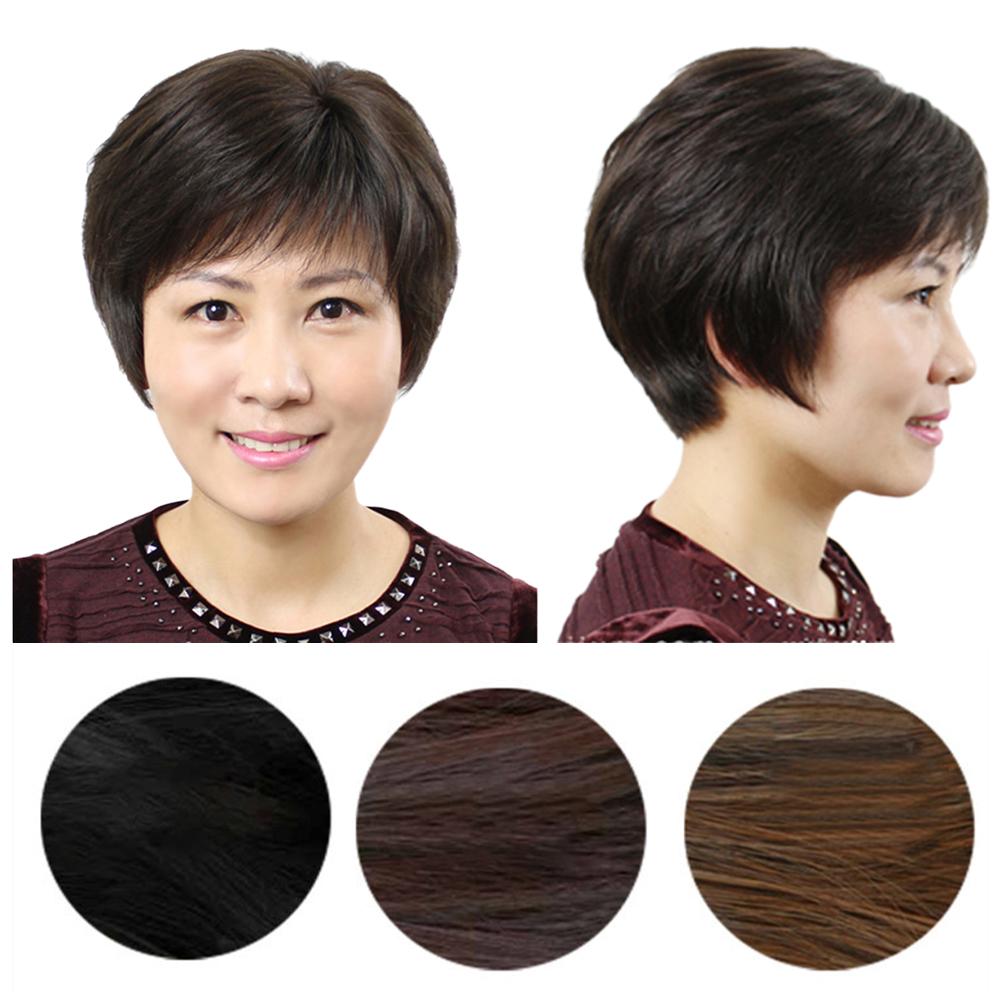 thumbnail image 2 of Ruifaya Peluca de pelo corto para mujer, cabello real, para mujeres de mediana edad y mayores, para mujeres mayores, 2 of 7