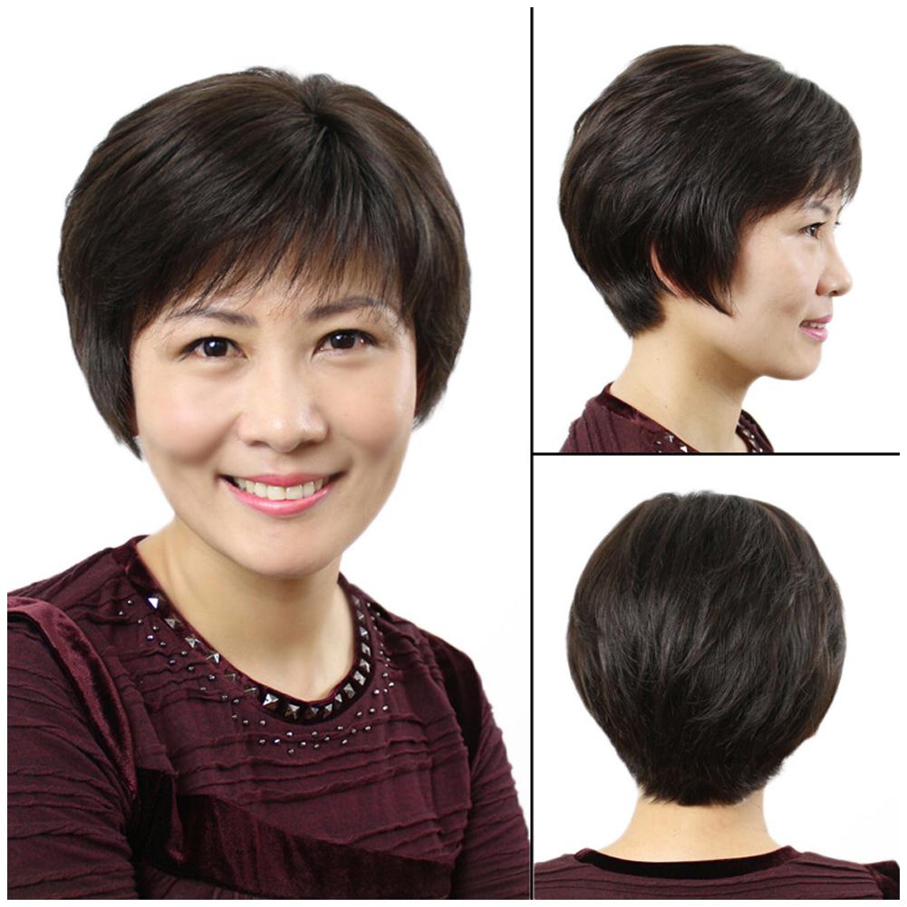 thumbnail image 3 of Ruifaya Peluca de pelo corto para mujer, cabello real, para mujeres de mediana edad y mayores, para mujeres mayores, 3 of 7