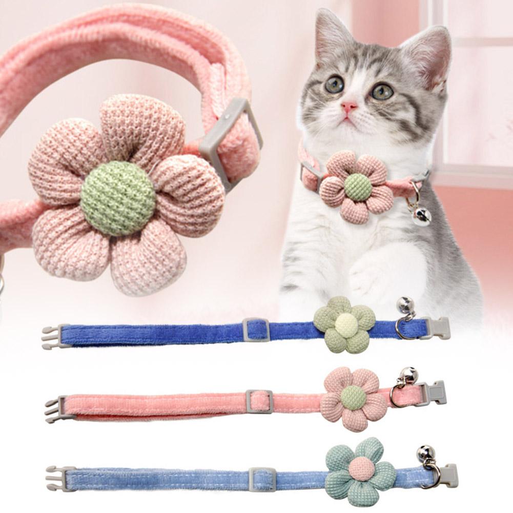 thumbnail image 2 of SGACAI Inicio Con cascabel Collar para gatos Tejido de flores Collar Suministros Venta de perros Mascota, 2 of 7