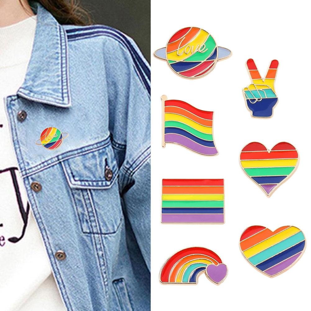 thumbnail image 3 of Wartleves LGBTQ-Pins, Regenbogenflagge, Brosche, herzförmige Ans√ Metallabzeichen, O5S8 нδ, 3 of 7
