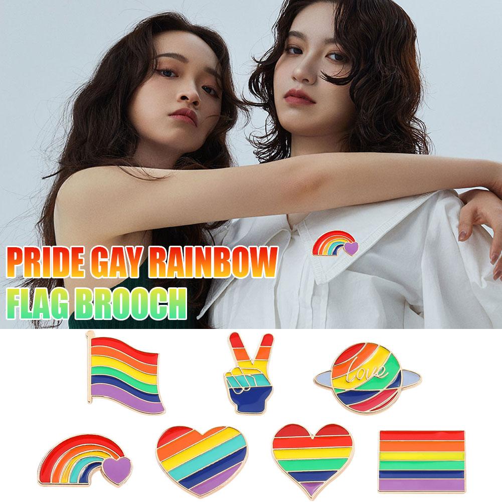 thumbnail image 2 of Wartleves LGBTQ-Pins, Regenbogenflagge, Brosche, herzförmige Ans√ Metallabzeichen, O5S8 нδ, 2 of 7