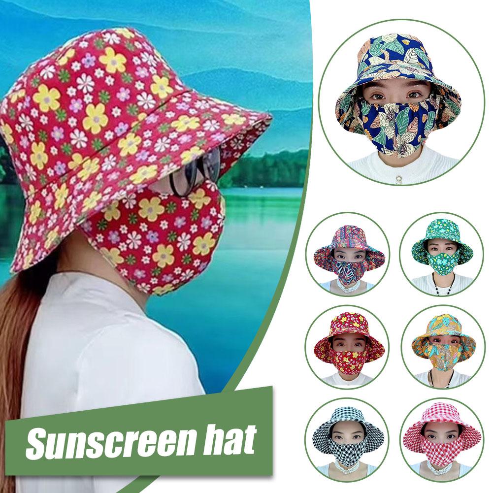 thumbnail image 4 of Ruifaya Sombrero para el sol con flores para trabajar al aire libre, sombrero protector solar, con protección facial Ma, 4 of 7