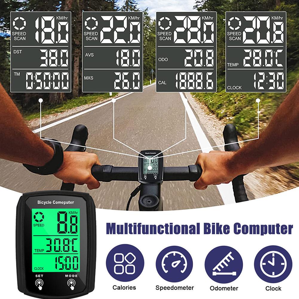 thumbnail image 3 of SGACAI Computadora para bicicleta con pantalla LCD digital, resistente al agua y con cable, velocímetro y odómetro, 3 of 7