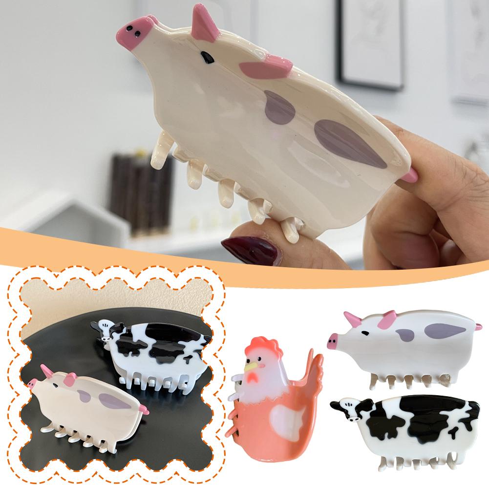 thumbnail image 3 of Wartleves Nueva y divertida pinza para el pelo con forma de animal, vaca, cerdito, gallina, accesorio para el pelo, 3 of 7