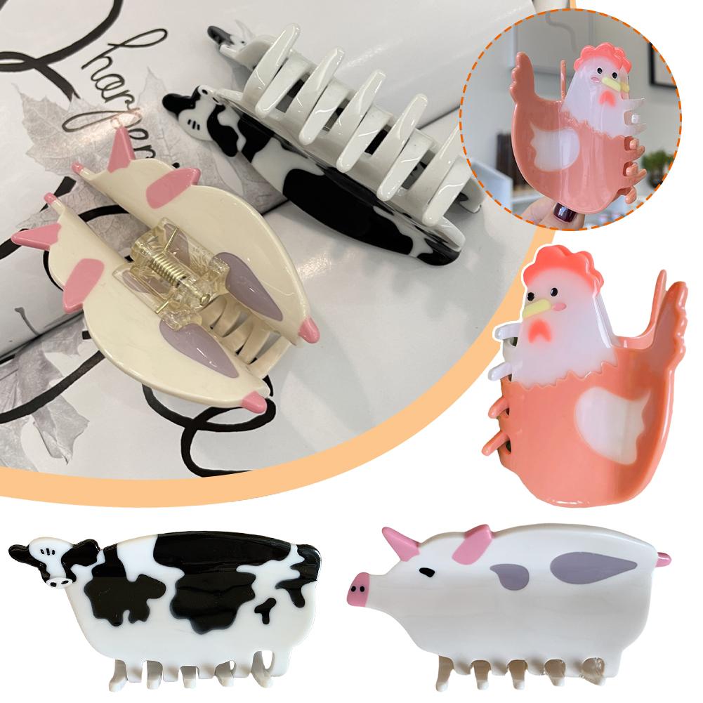 thumbnail image 2 of Wartleves Nueva y divertida pinza para el pelo con forma de animal, vaca, cerdito, gallina, accesorio para el pelo, 2 of 7