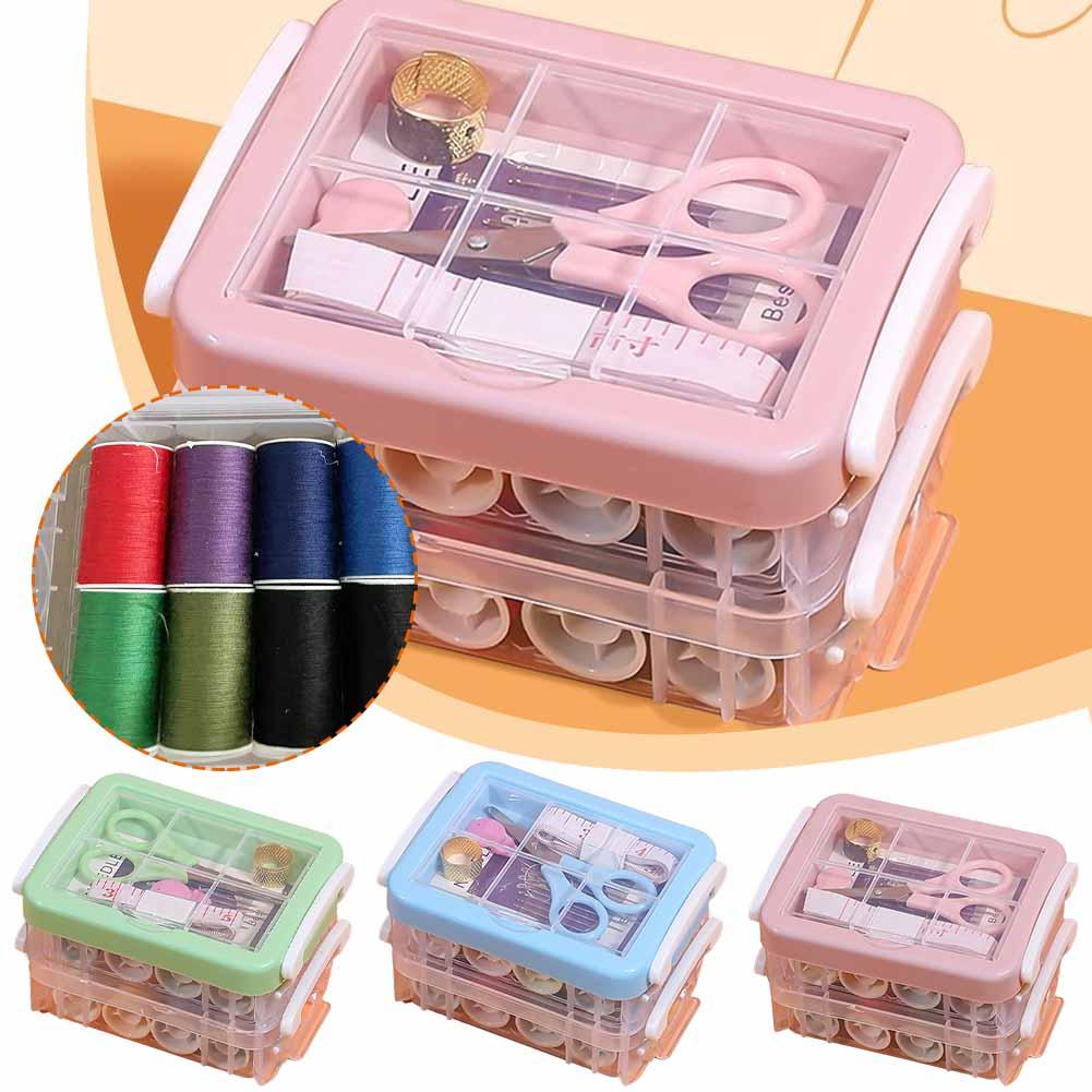 thumbnail image 3 of Wartleves Caja de almacenamiento de herramientas para kit de costura, organizador de agujas, hilo y tijeras, contiene Y0Y6, 3 of 7