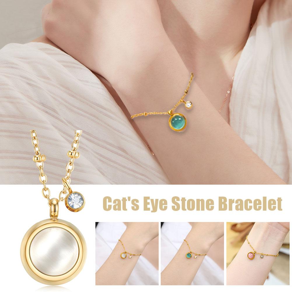 thumbnail image 3 of SGACAI Pulsera de ojo de gato de la suerte para mujer, pulsera multifuncional de acero de titanio, rápida, 3 of 7