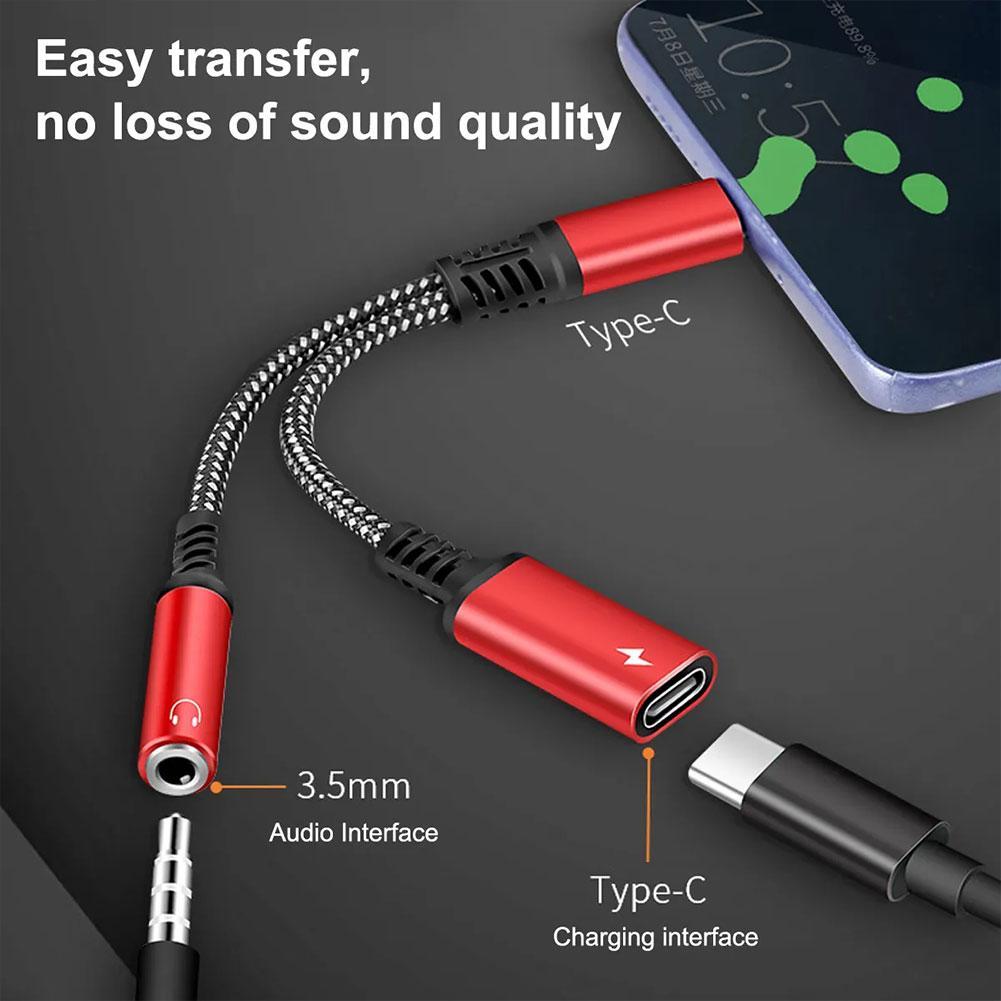 thumbnail image 2 of Ruifaya Adaptador divisor USB tipo C de 3,5 mm para auriculares 2 en 1 a dos USB C para auriculares, 2 of 7