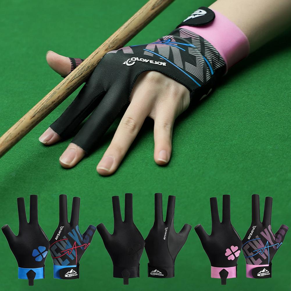 thumbnail image 2 of SGACAI Guantes de billar con dedos abiertos y adhesivo ajustable de poliéster para billar y billar, 2 of 7