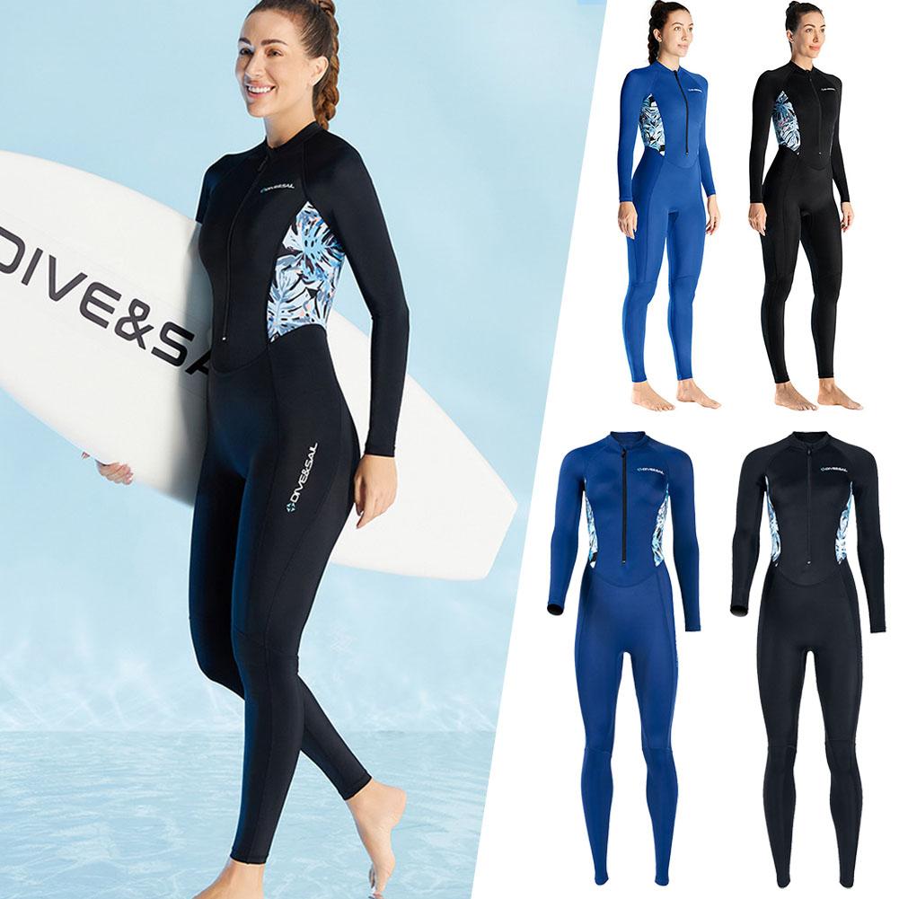 thumbnail image 2 of SGACAI Traje de baño de manga larga para mujer, traje de baño con protección UV para buceo, cremallera frontal para surf>, 2 of 7