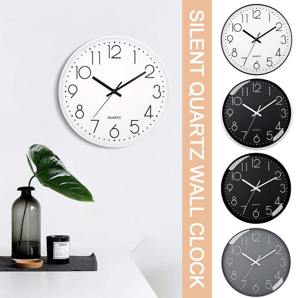thumbnail image 4 of Wartleves Reloj de pared moderno, relojes de pared que funcionan con pilas, silencioso, sin tictac, redondo, para sala de estar, dormitorio, oficina, 4 of 7