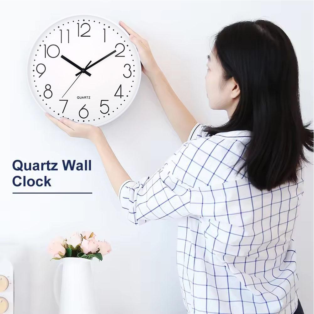 thumbnail image 3 of Wartleves Reloj de pared moderno, relojes de pared que funcionan con pilas, silencioso, sin tictac, redondo, para sala de estar, dormitorio, oficina, 3 of 7