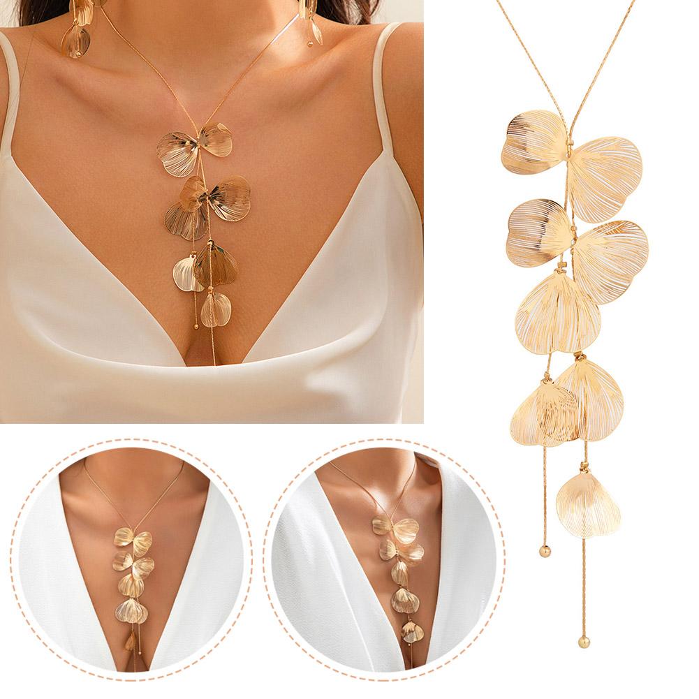 thumbnail image 2 of Ruifaya Gargantilla retro con borlas y hojas de ginkgo biloba, estilo tendencia, P4B2, 2 of 7