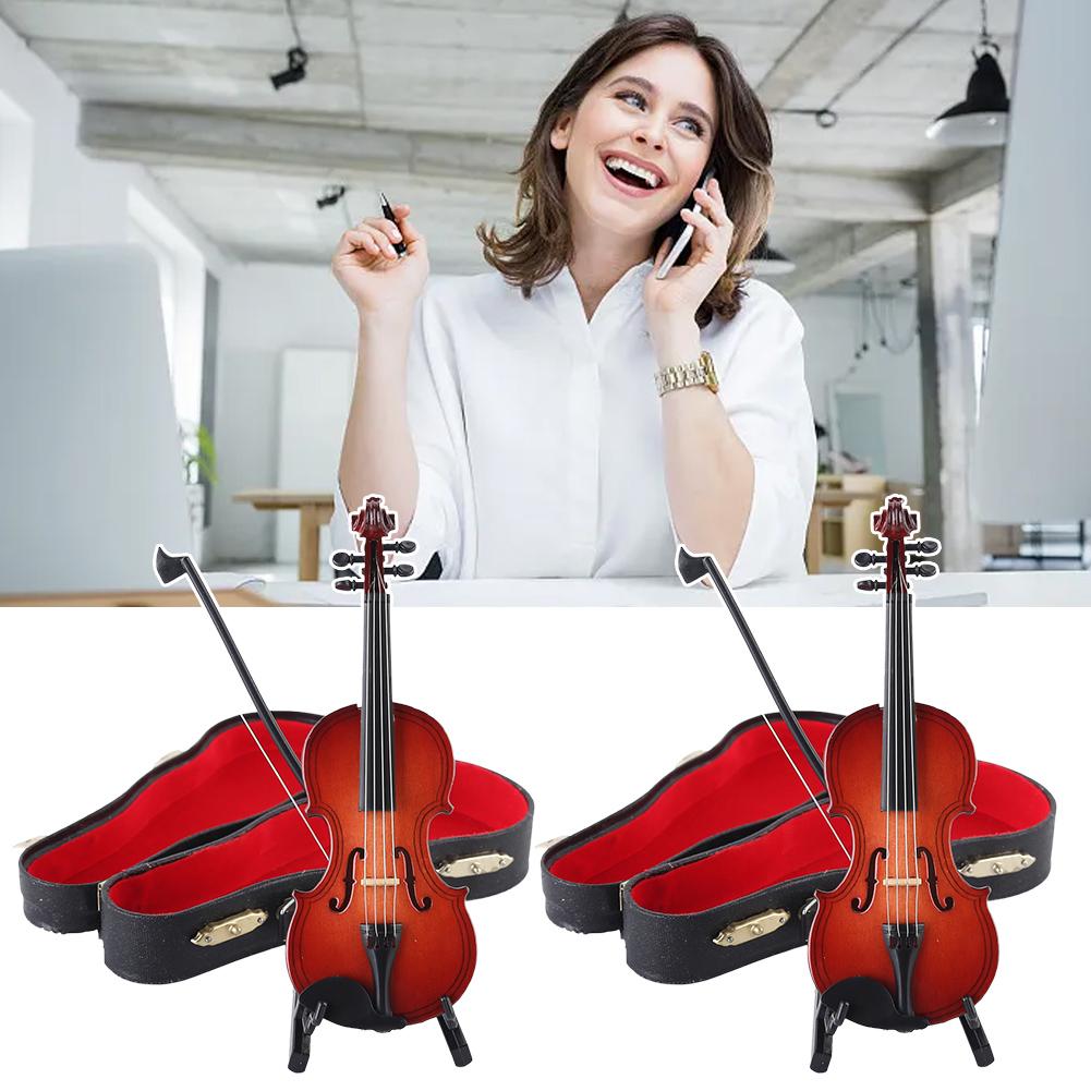 thumbnail image 4 of SGACAI Modelo de violín en miniatura de madera, réplica de instrumento musical en miniatura, modelo hecho a mano K6, 4 of 7