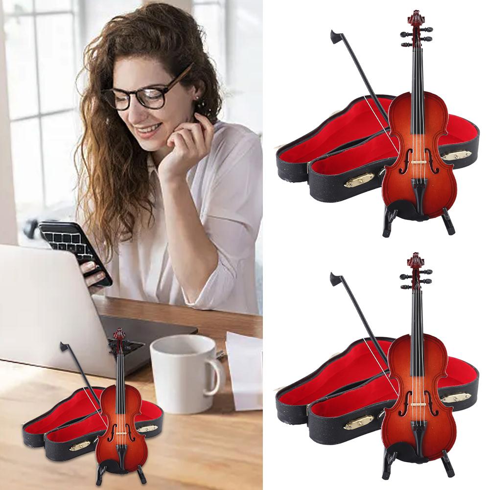 thumbnail image 3 of SGACAI Modelo de violín en miniatura de madera, réplica de instrumento musical en miniatura, modelo hecho a mano K6, 3 of 7
