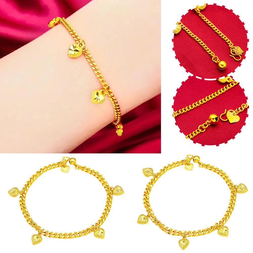 thumbnail image 4 of Ruifaya Pulsera de corazón chapada en oro Pulsera de oro que no se decolora Hot Y0 Fast, 4 of 7