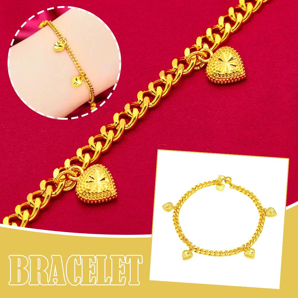 thumbnail image 3 of Ruifaya Pulsera de corazón chapada en oro Pulsera de oro que no se decolora Hot Y0 Fast, 3 of 7