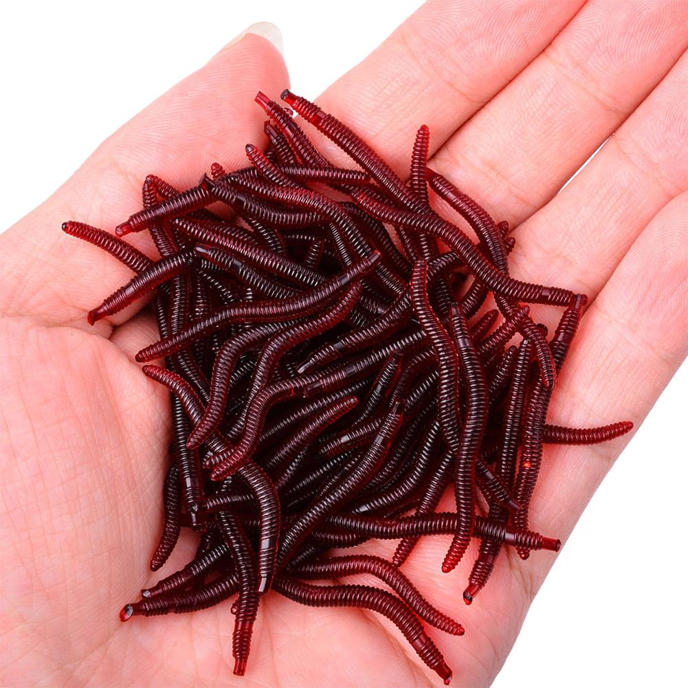 thumbnail image 4 of SGACAI 50/100 piezas de señuelos blandos de silicona para lombrices rojas, cebos de goma para lombrices de tierra, camarones, R3 US, 4 of 7