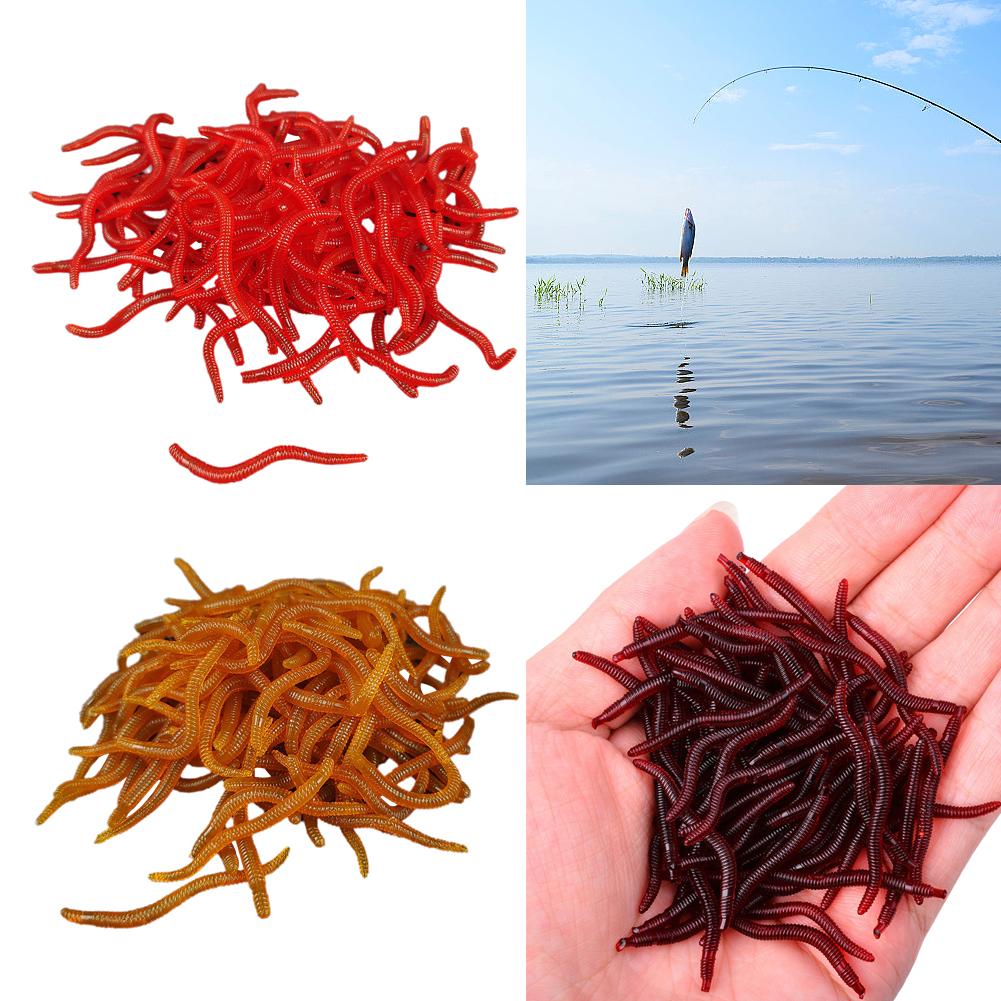 thumbnail image 2 of SGACAI 50/100 piezas de señuelos blandos de silicona para lombrices rojas, cebos de goma para lombrices de tierra, camarones, R3 US, 2 of 7