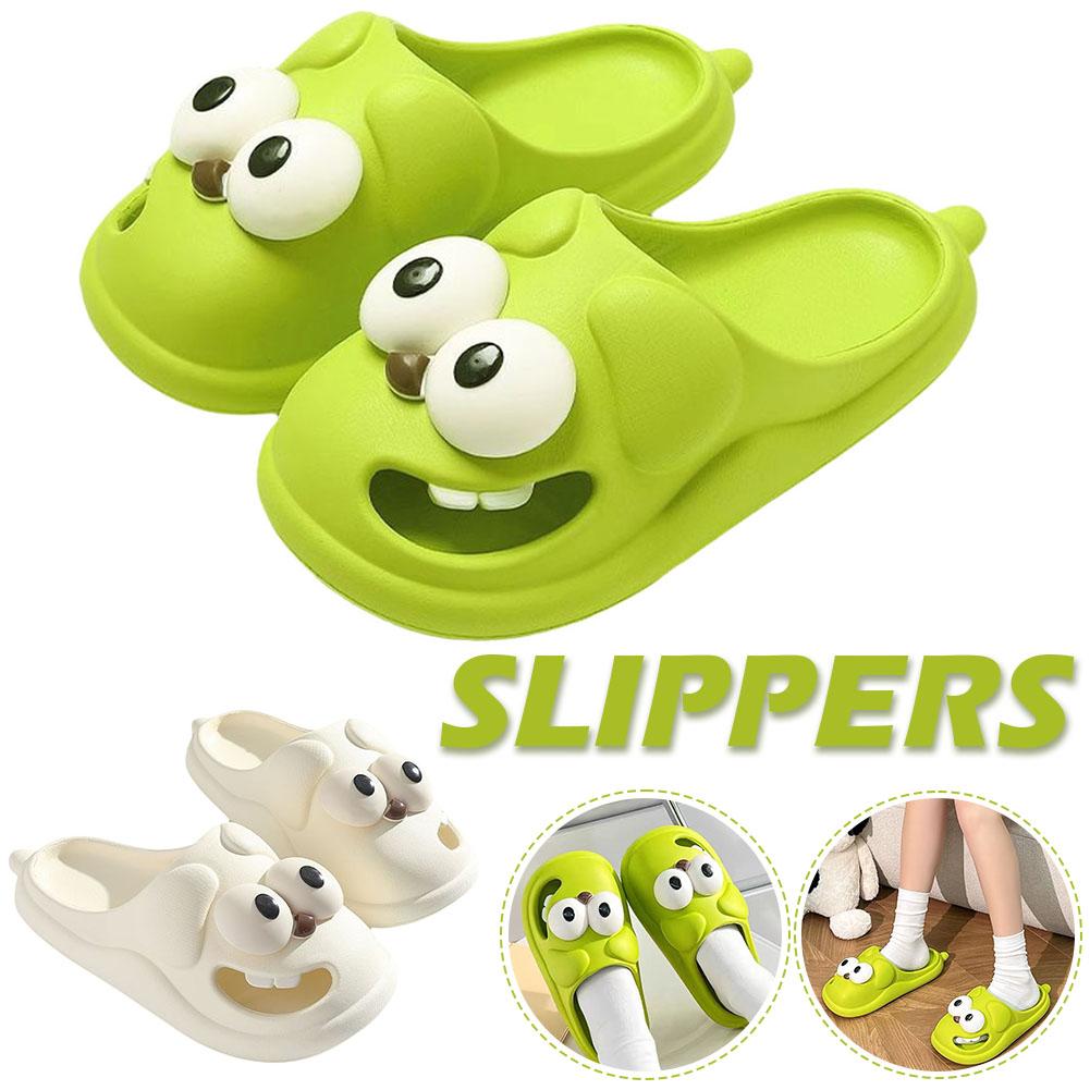 thumbnail image 2 of Wartleves Pantuflas con forma de perro con ojos grandes en 3D y dibujos animados, suaves, con almohadas, sandalias de ducha, zapatos de Australia, 2 of 7