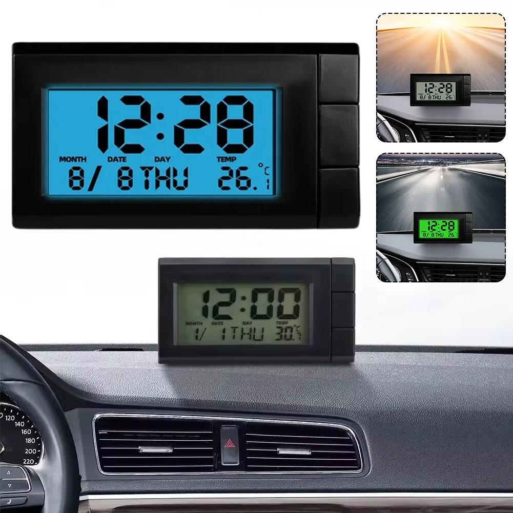 thumbnail image 3 of Ruifaya Reloj termómetro digital para automóvil 2 en 1 de GHRYTY, mini reloj digital para tablero de instrumentos de automóvil, relojes electrónicos con soporte, reloj digital portátil LCD universal, 3 of 7
