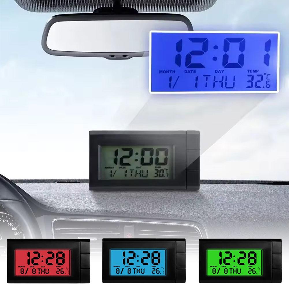 thumbnail image 2 of Ruifaya Reloj termómetro digital para automóvil 2 en 1 de GHRYTY, mini reloj digital para tablero de instrumentos de automóvil, relojes electrónicos con soporte, reloj digital portátil LCD universal, 2 of 7