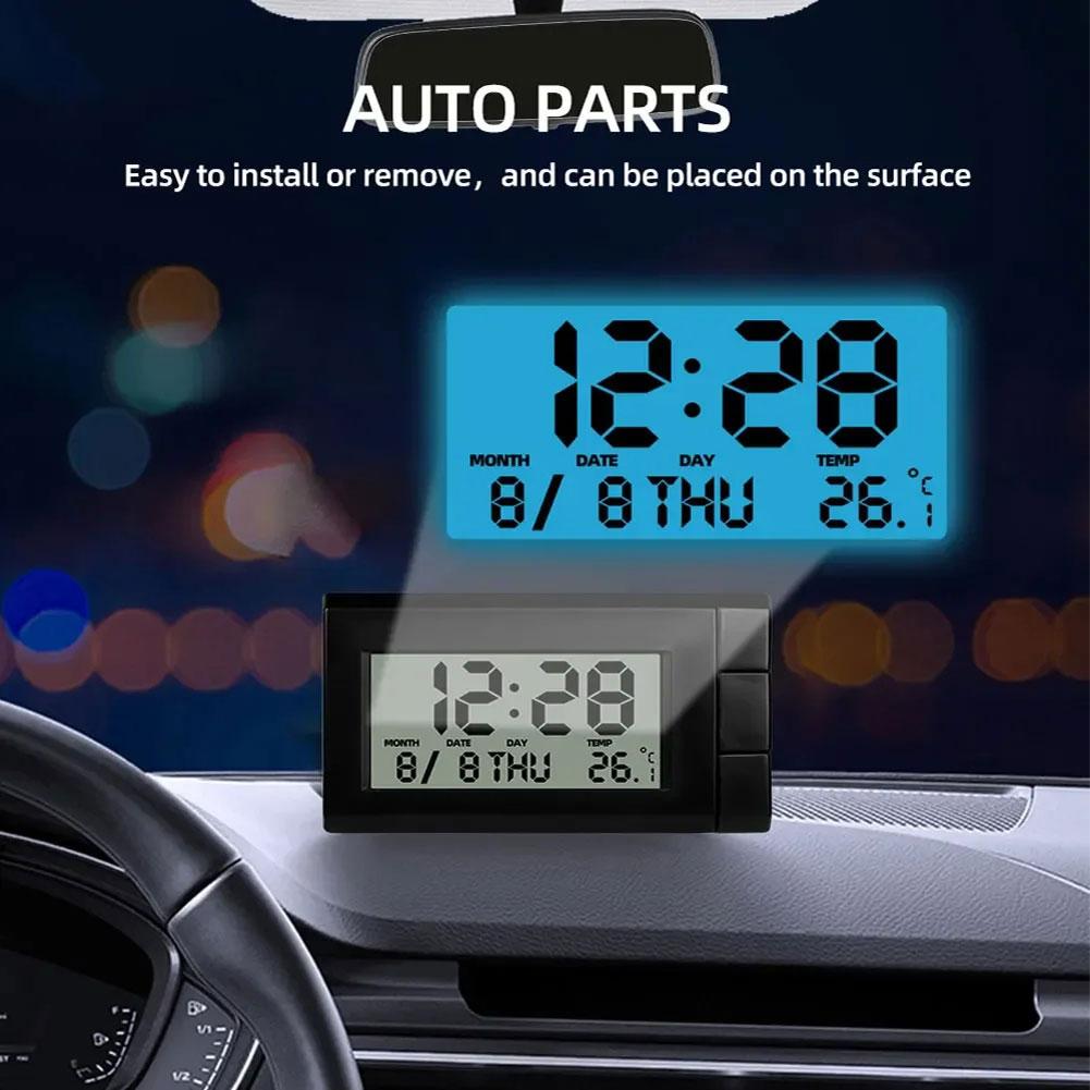 thumbnail image 4 of Ruifaya Reloj termómetro digital para automóvil 2 en 1 de GHRYTY, mini reloj digital para tablero de instrumentos de automóvil, relojes electrónicos con soporte, reloj digital portátil LCD universal, 4 of 7
