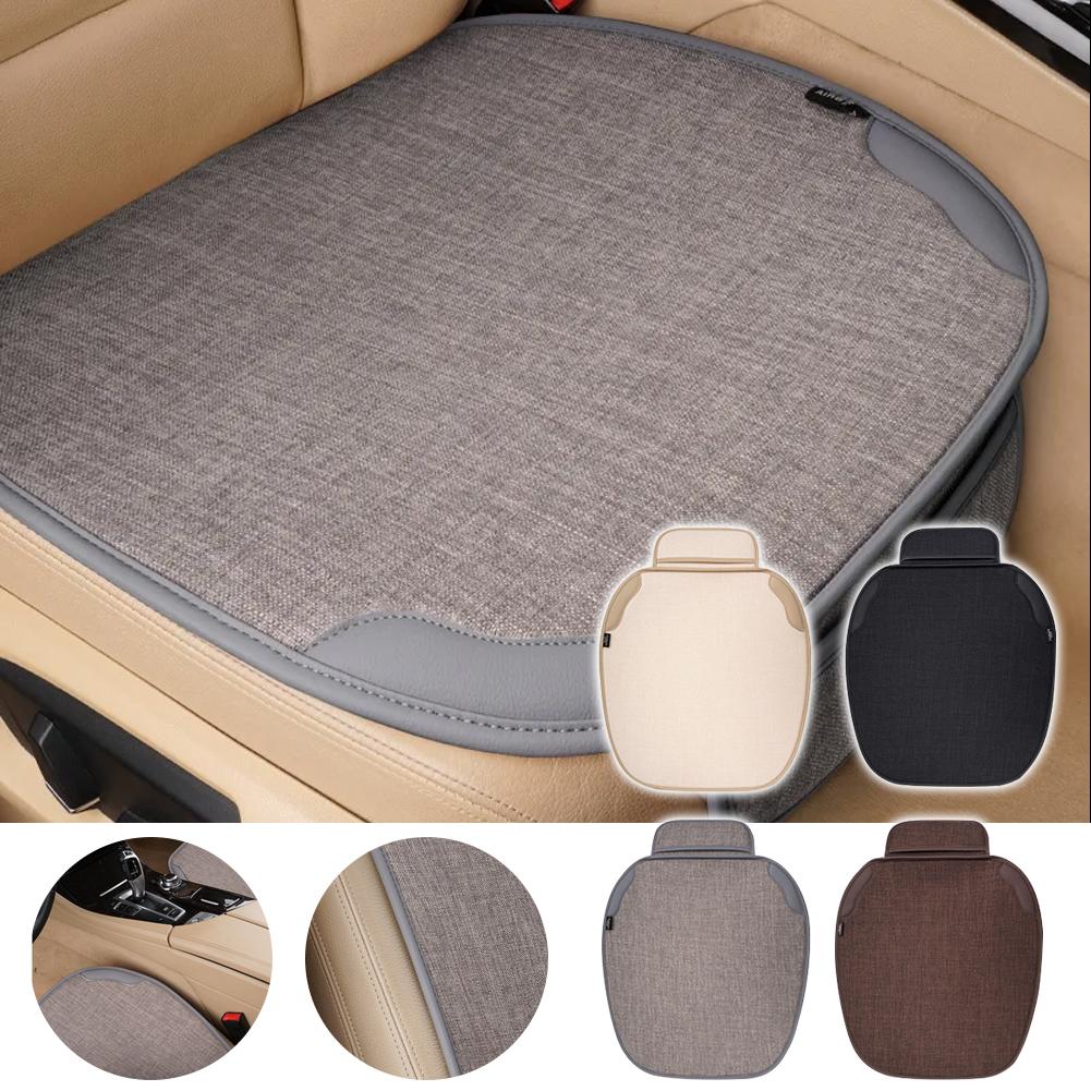 thumbnail image 3 of Ruifaya Funda de asiento de lino transpirable para coche, cojín protector delantero para las cuatro estaciones, 3 of 7