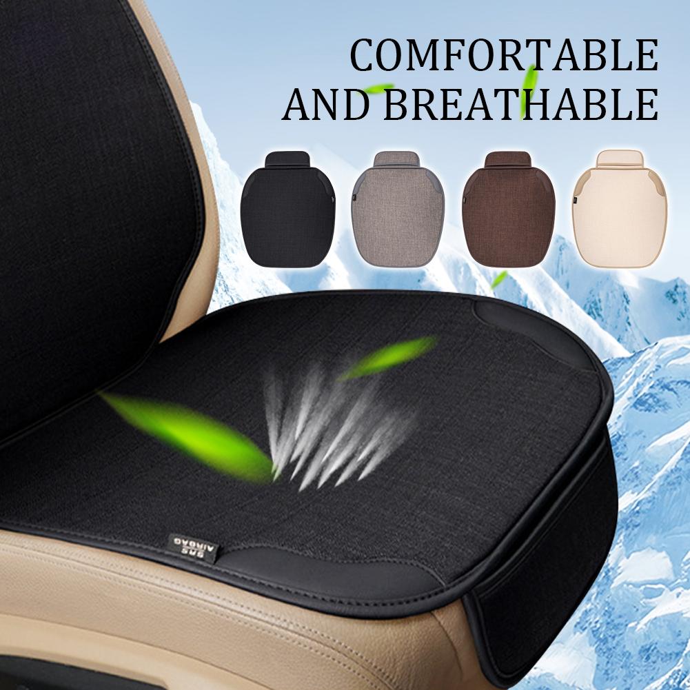thumbnail image 4 of Ruifaya Funda de asiento de lino transpirable para coche, cojín protector delantero para las cuatro estaciones, 4 of 7