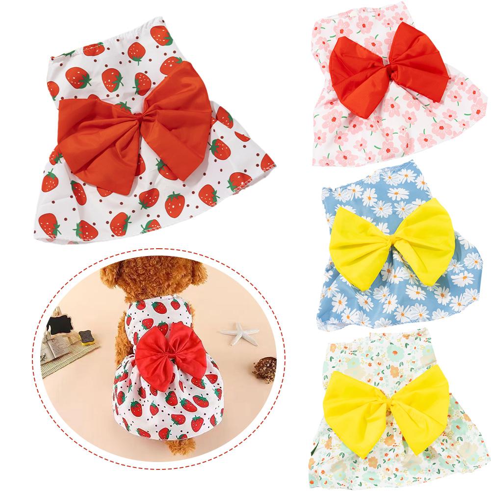 thumbnail image 3 of SGACAI Vestido de princesa para mascotas pequeñas, con lazo floral, para boda, para cachorros, de verano, Q8K3 ✨/, 3 of 7