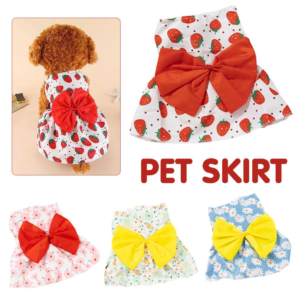 thumbnail image 2 of SGACAI Vestido de princesa para mascotas pequeñas, con lazo floral, para boda, para cachorros, de verano, Q8K3 ✨/, 2 of 7