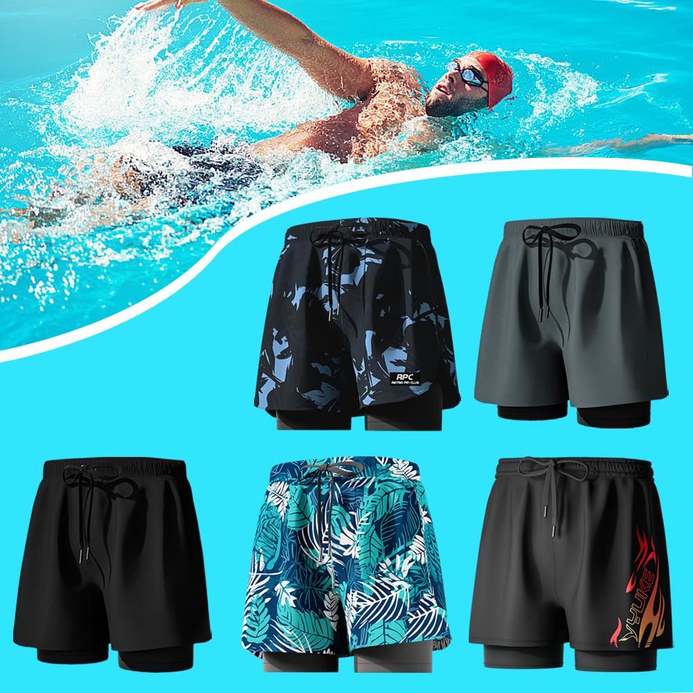 thumbnail image 2 of Wartleves Bañador con forro de compresión elástico para hombre, 2 en 1, secado rápido, Q9, 2 of 7