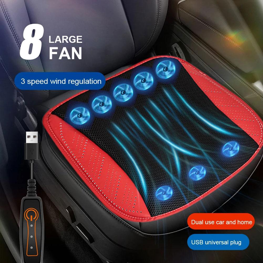 thumbnail image 5 of SGACAI Cojín de asiento de automóvil refrescante, funda de asiento de automóvil ventilada, almohadilla de enfriamiento de asiento de automóvil transpirable con ventiladores de 5/8 pulgadas, cable U, 5 of 7