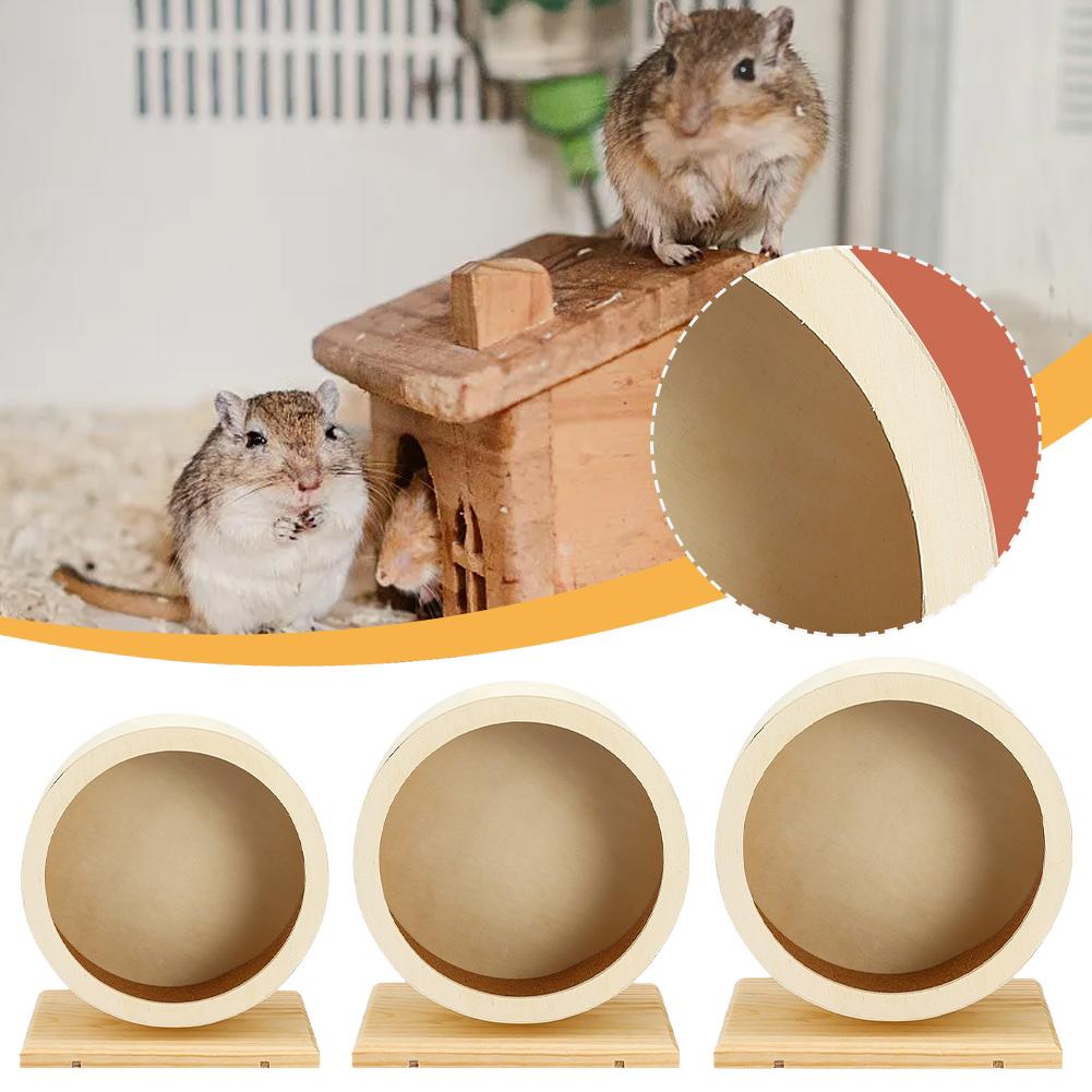 thumbnail image 2 of Wartleves 1 rueda silenciosa de madera para hámster, accesorios para animales pequeños, rueda de ejercicio AU, 2 of 7