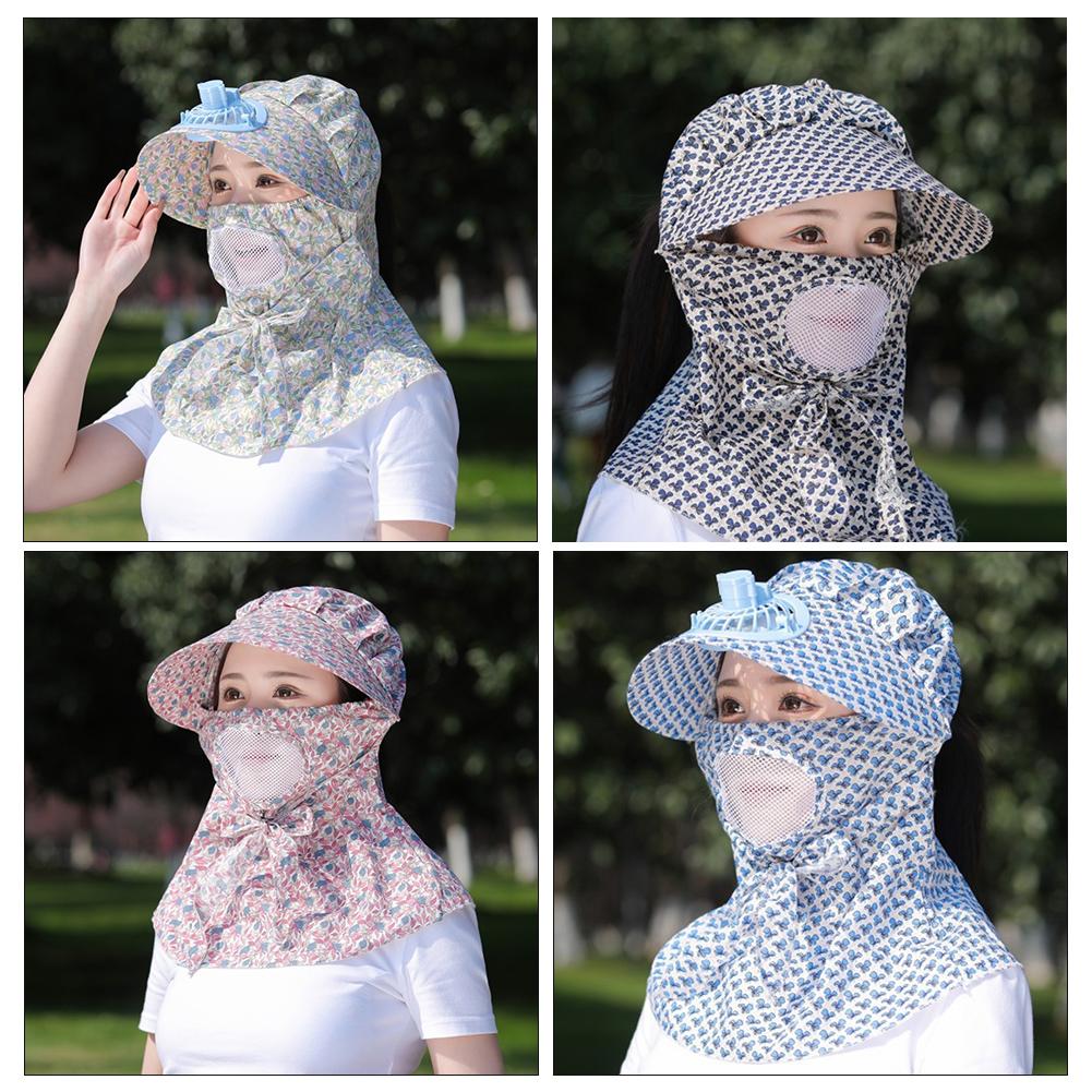 thumbnail image 3 of Ruifaya Gorra de protección solar con ventilador, sombrero para el sol para mujer, gorra para exteriores con cuello con solapa y protección UV, 3 of 7