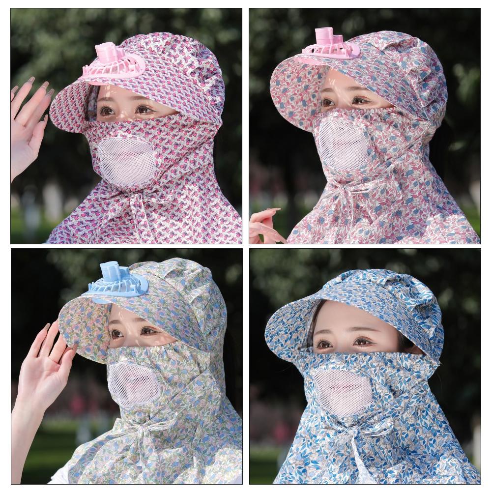 thumbnail image 2 of Ruifaya Gorra de protección solar con ventilador, sombrero para el sol para mujer, gorra para exteriores con cuello con solapa y protección UV, 2 of 7