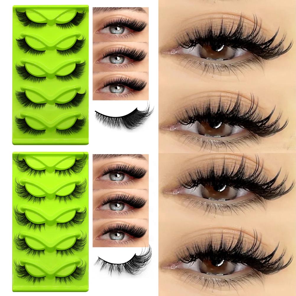 thumbnail image 3 of Ruifaya Pestañas postizas verdes Pestañas artificiales rizadas gruesas V9M7 US, 3 of 7