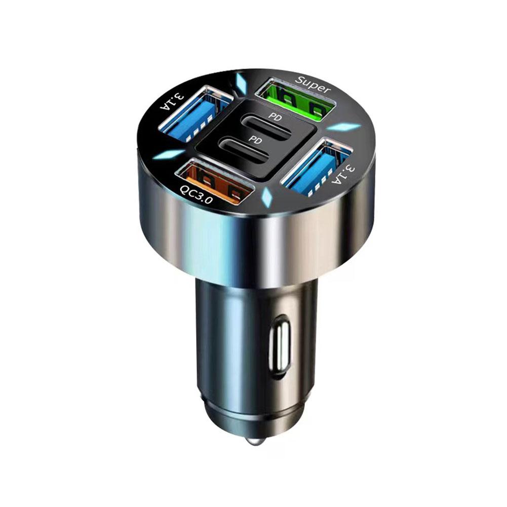 thumbnail image 4 of Wartleves Cargador de coche de 66 W, 4 puertos USB tipo C, adaptador de teléfono para coche de carga rápida con pantalla digital, 4 of 7